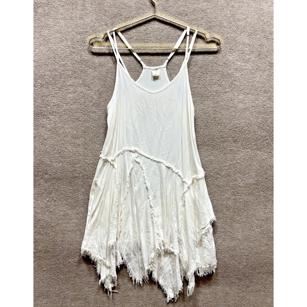 Free People Intimately Tattered Up Shred Slip Dress Womens Size Small White EUC